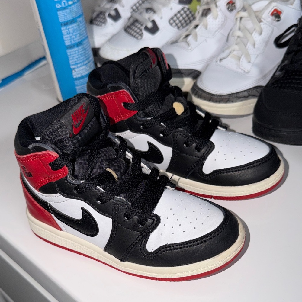 Jordan Kids Black, Red, and White Sneakers